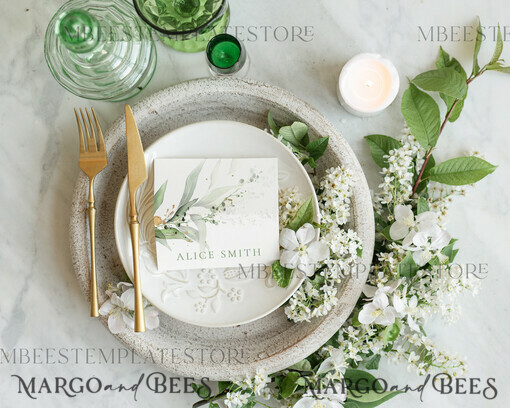 TEMPLETT wedding stationery Sage Green escort card template, TENTED Place Cards editable, Instant download Modern place cards, Garden escort cards Printable, WSpr1