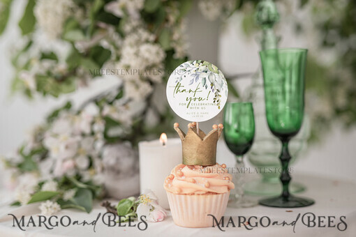 TEMPLETT wedding stationery Sage Green Round Favor Tag Template, Greenery Round Favor Tag Template, Editable Thank You Tag, Printable Wedding Gift Tags, Party Shower Tags, WGreen4