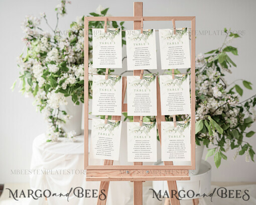 TEMPLETT wedding signs Wedding Seating Chart Cards Template, Printable Seating Chart Wedding Cards , Printable Editable Table Plan Cards Templett INSTANT Download, WSpr1
