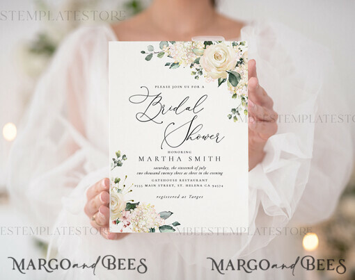 TEMPLETT bridal shower Floral bridal shower invitation template,Instant download Greenery bridal shower Invites, Elegant Garden bridal  Invites Printable WRoses55