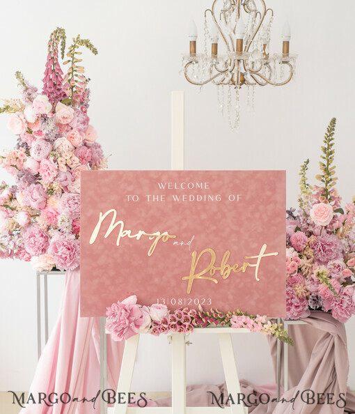TABLE PLANS AND WEDDING WELCOME SIGNS plexi gold / velvet Luxury Velvet blush pink Wedding Welcome Sign, Golden Wedding Decor, Personalised Wedding Sign, Wedding Gift, Welcome Wedding Board BpPXSet