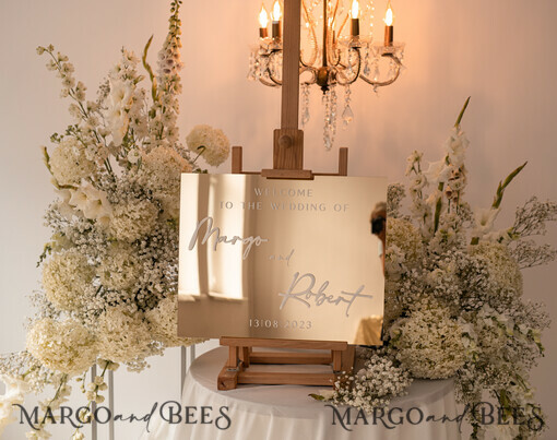 TABLE PLANS AND WEDDING WELCOME SIGNS plexi gold / velvet Golden Mirror Wedding Welcome Sign, Golden Wedding Decor, Personalised Wedding Sign, Wedding Gift, Welcome Wedding Board BpPXSet