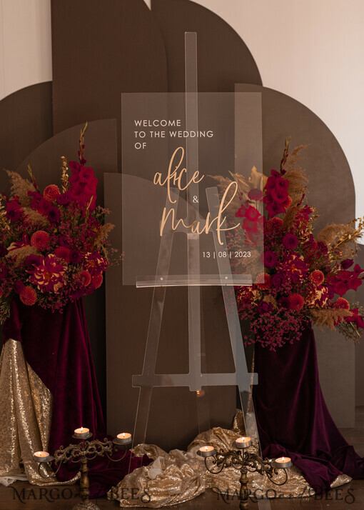 TABLE PLANS AND WEDDING WELCOME SIGNS plexi gold / velvet Luxury Clear and Gold Wedding Welcome Sign, Golden Wedding Decor, Personalised Wedding Sign, Wedding Board, Welcome Wedding Board