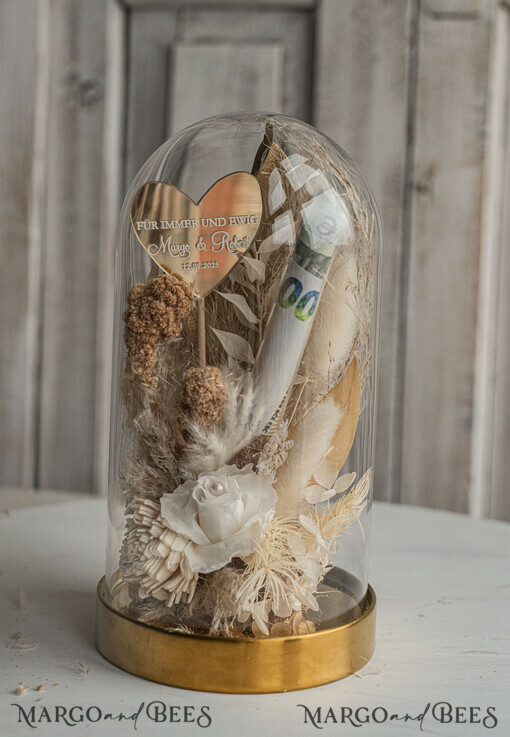 NEWLY WEDS COUPLE GIFTS Geldgeschenk zur Hochzeit  Geschenkschachtel für Geld Geldgeschenk zur Hochzeit mit Strauß aus Trockenblumen personalisiert