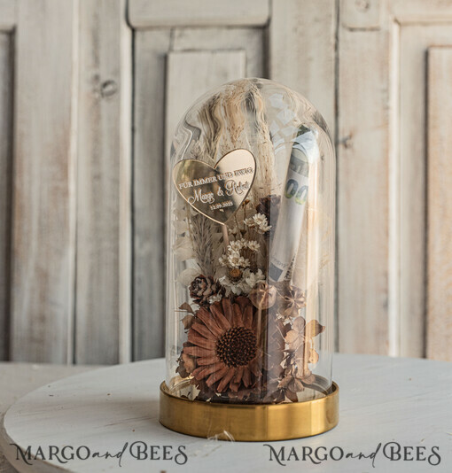 NEWLY WEDS COUPLE GIFTS Geldgeschenk zur Hochzeit  Geschenkschachtel für Geld Geldgeschenk zur Hochzeit mit Strauß aus Trockenblumen personalisiert