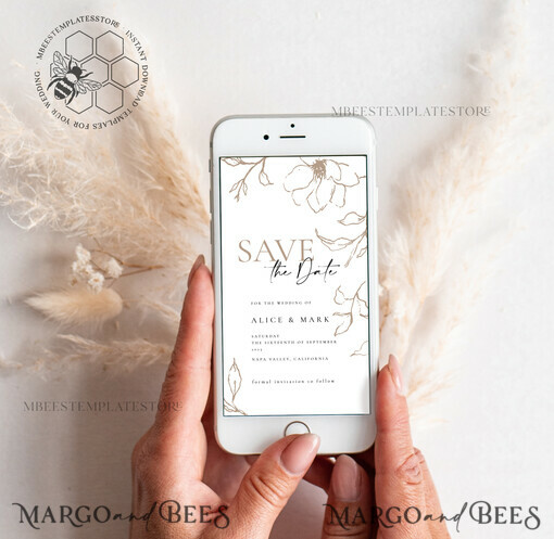 TEMPLETT digitale Einladung Smartphone Save the Date Editable Vorlage, Bild Save Dates Evite, Personalisierte Digitale Boho Smartphone Elektronische Save the Date, IVR55