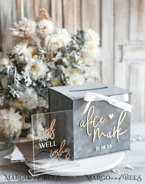 CARD BOXES velvet card boxes  Gift Card Box & Sign Set, Velvet grey wedding wishing well money gift card box, Personalized Wedding Card Box, Grey Luxury Card Box, Wedding Card Box with Lid, Grey Wedding Money Box, Wedding Card Box