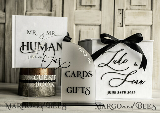 CARD BOXES velvet card boxes Velvet Set Card Box Guestbook & Sign, Wedding Card Box Instant Instax Guestbook, Black & White Wedding Money Box Sing Guestbook Set, BWs