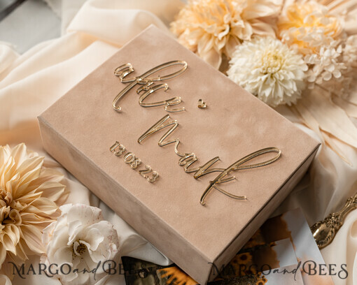 PHOTO ALBUM/ PHOTO BOX  Velvet Photo Box Photographer Box  Tan Velvet Photo Box Photographer Box Wedding Memory Box, Beige Custom Keepsake Box, Taupe Photographer Gifts for Clients, Wedding Pictures packaging, Custom photography Nude box