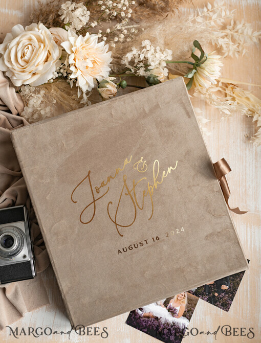 PHOTO ALBUM/ PHOTO BOX  Einsteckfotoalbum Großes Velvet-Hochzeitsfotoalbum mit Schutzhülle, Fotoalbum mit schwarzen Hüllen für 500 4x6 Bilder.