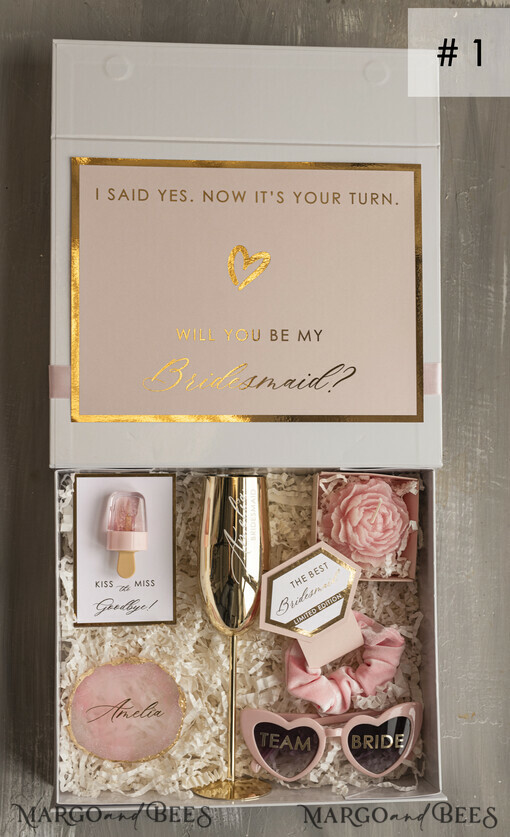BRIDESMAID/BEST MAN BOX bridesmaid proposal box Personalized Bridesmaid Proposal Box with Robe, Complete Maid of Honour Box, Blush Will You Be My Bridesmaid box set