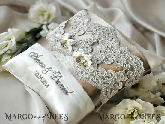 RING BEARER BOXES & PILLOWS Classic Ring Pillows Personalised Wedding Ring Pillow • Lace Ring Bearer Pillow • Custom Boho Ring Bearer 05/kor/pod