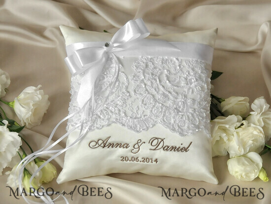 RING BEARER BOXES & PILLOWS Classic Ring Pillows Personalised Wedding Ring Pillow • Lace Ring Bearer Pillow • Custom Boho Ring Bearer 22/kor/pod