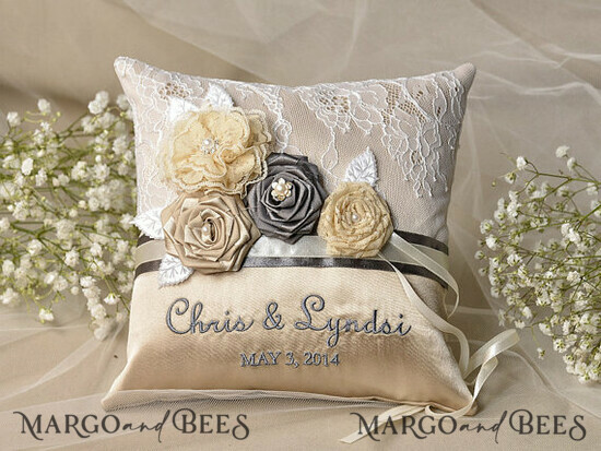 RING BEARER BOXES & PILLOWS vintage ring pillows Personalised Wedding Ring Pillow • Lace Ring Bearer Pillow • Custom Boho Ring Bearer 30/vin/pod