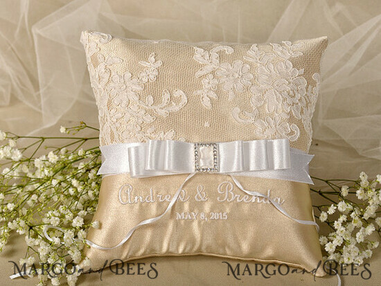 RING BEARER BOXES & PILLOWS vintage ring pillows Personalised Wedding Ring Pillow • Lace Ring Bearer Pillow • Custom Boho Ring Bearer 32/vin/pod