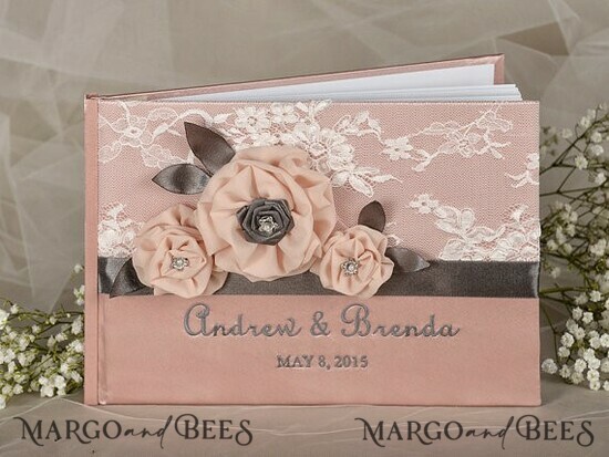 WEDDING GUEST BOOKS Vintage Floral Lace Presonalised Wedding Guest Book, Vintage Lace Instant Photo Book Boho Elegant Instax Wedding Photo Guestbook 03/vin/kwg