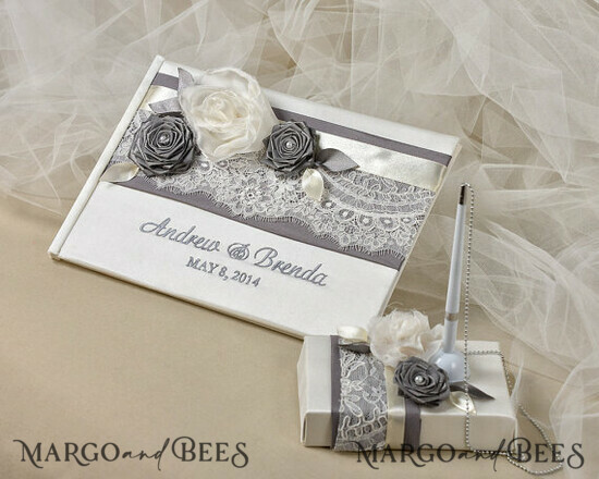 WEDDING GUEST BOOKS Vintage Floral Lace Luxury Wedding Guest Book, Vintage Wedding Album Elegant Lace Photo Booth Book 28/vin/kwg
