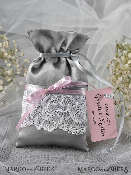 HOCHZEITSGESCHENKE Geschenktüten aus Satin und Spitze Hochzeitsgeschenke, Vintage Satin Tasche 10/st/bg