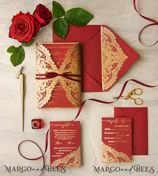 WEDDING INVITATIONS gold / rose gold / silver / glitter Luxory Gold Wedding invitations , arabic wedding invitation suite , mauve burgyndy wedding cards 01/gnlaser/z