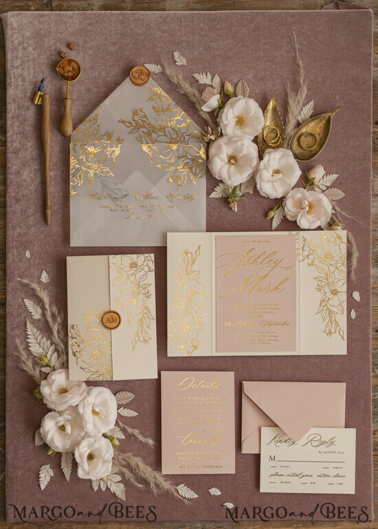 WEDDING INVITATIONS gold / rose gold / silver / glitter Bespoke wedding invitation cards, Glamour Wedding Invitations • Glitter Shine Wedding Invitation Suite • Luxury Wedding Cards 02/goldrose/z