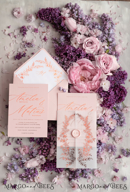 WEDDING INVITATIONS gold / rose gold / silver / glitter Blush Gold Wedding Invitations , Luxury Arabic Wedding Cards, Gold Vellum wrapping and wax seal Wedding stationery 04/goldkalw/z