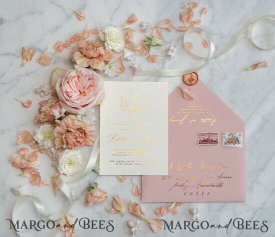 WEDDING INVITATIONS gold / rose gold / silver / glitter Personalised wedding invitation gold colour palette stationery glamorous 1/goldletter/z