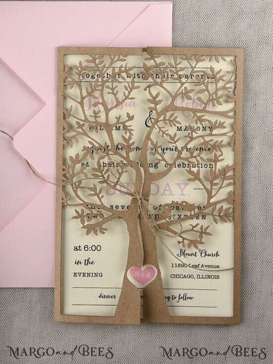 WEDDING INVITATIONS lasercut / engraved/ embossed laser Cut Rustic Wedding Invitation Set, Rustic Wedding Invitations Tree, Rustical Laser Cut Tree Wedding Cards, tree of life invitation suite 01/Ltree/z