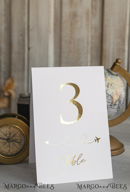 TABLE DECOR SIGNS Beach/marine/ Destionation Wedding Theme Gold Travel Passport Wedding Table Number – Luxury Tent Card, ivory wedding stationery, tent table numbers 02/passFg/tn25