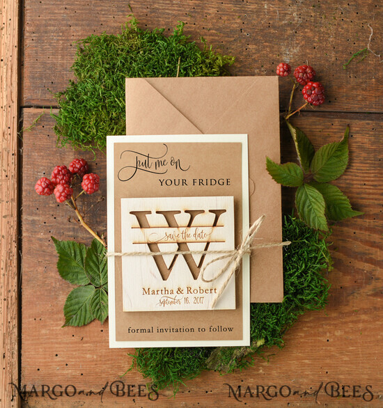 SAVE THE DATES rustic boho magnets Save the date bespoke announcement card, Wood Fridge magnets 005/mg/std
