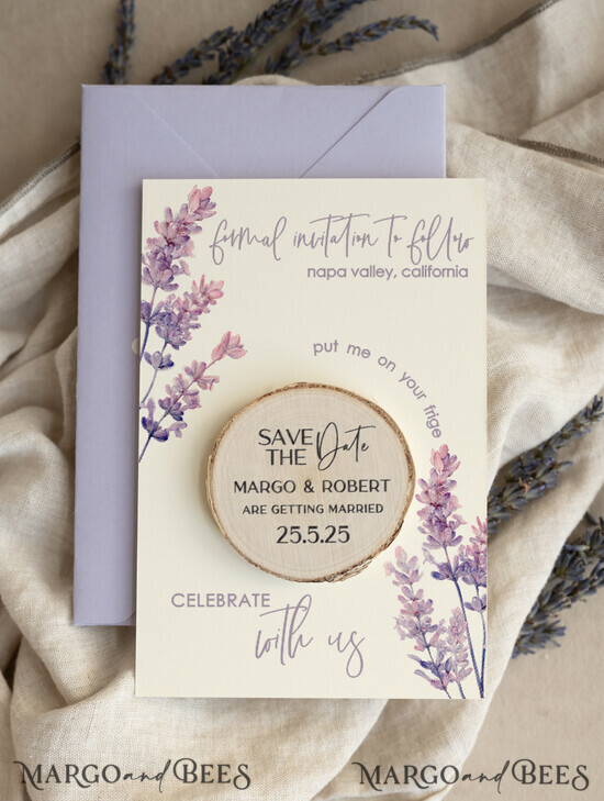 SAVE THE DATES rustic boho magnets Lavender Rustic Save The Date Magnet & Card Modern Craft Save Our Date Wood Magnets Boho save dates Cards wooden slice Magnets floral card 13/okP/std