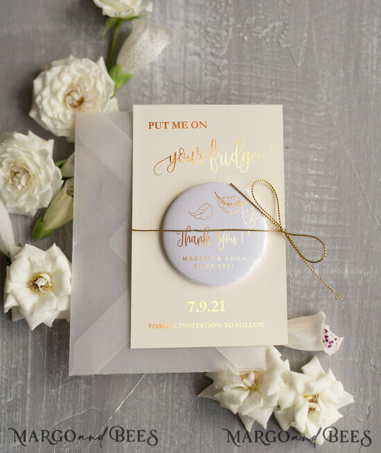 SAVE THE DATES rustic boho magnets Personalised Gold Save the Date Magnet and Card, Vellum Wedding Save The Dates Magnets, Wedding Boho Save The Date Cards 5/frameG/std