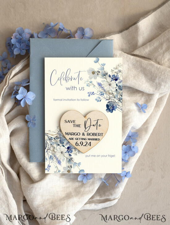 SAVE THE DATES rustic boho magnets Dusty Blue Rustic Save The Date Magnet & Card Modern Craft Save Our Date Wood Magnets Boho save dates Cards wooden slice Magnets floral card 12/okP/std