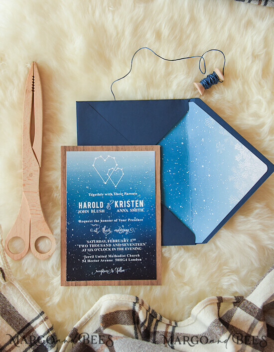 HOCHZEITS EINLADUNGEN mit Magneten  
 Hochzeitseinladungen online, Holzmagnet-Einladungen 01/rusticwinter/z