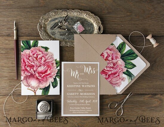 WEDDING INVITATIONS Modern Invites Floral Cards ustic Wedding Invitations Real Lace Invites Personalized Peony Craft Stationery 02/BCC/z