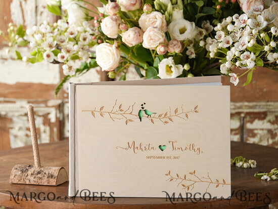 WEDDING GUEST BOOKS Rustic Wooden Engraved PhotoAlbum Presonalised Wedding Guest Book, Boho Instant Photo Book Wooden Instax Wedding Photo Guestbook 14/NW/kwg