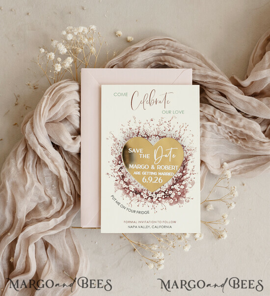 SAVE THE DATES acrylic gold magnets Personalised Gold Acrylic Save the Date Magnet and Boho Card, Gold Wedding Save The Dates Plexi Magnets, Wedding Boho Save The Date Cards 11/goldN/std