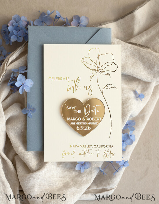 SAVE THE DATES acrylic gold magnets Personalised Gold Acrylic Save the Date Magnet and Card, Gold Wedding Save The Dates Plexi Magnets, Wedding Boho Save The Date Cards 02/goldN/std
