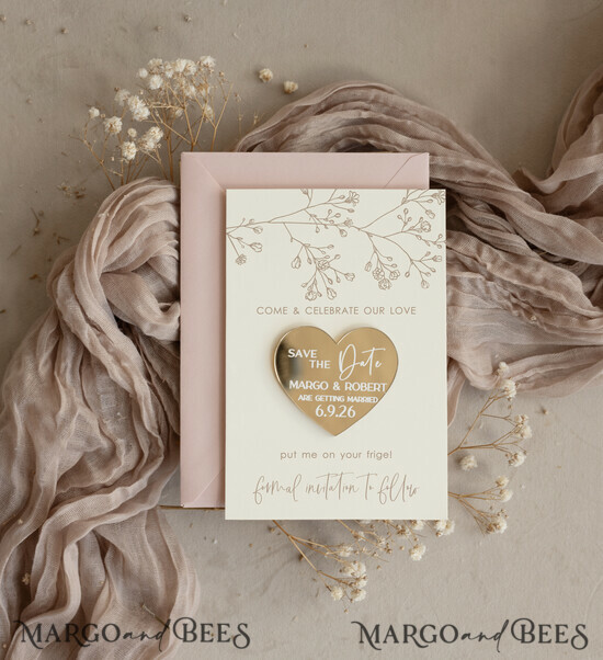 SAVE THE DATES acrylic gold magnets Personalised Gold Acrylic Save the Date Magnet and Card, Gold Wedding Save The Dates Plexi Magnets, Wedding Boho Save The Date Cards 06/goldN/std