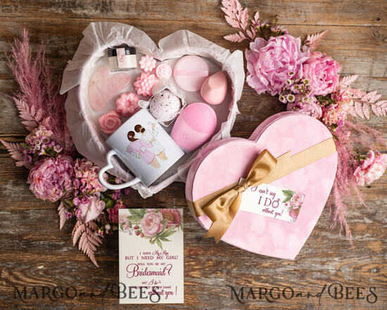 BRIDESMAID/BEST MAN BOX WILL YOU BE MY BRIDESMAID Bridesmaid Proposal Velvet heart Box, Will You Be My Bridesmaid Gift, Will you be My Maid of Honor Proposal Gift Box Set with mug 02/KOSheart/bridesmaid