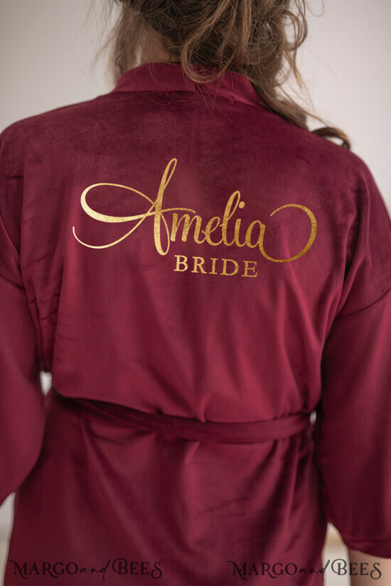 NEWLY WEDS COUPLE GIFTS Bride gifts Burgundy wedding robe for Bride and Bridesmaids , Elegant Mauve Burgundy Wedding, Bridesmaid Bride Robe 08/VELszl/bride