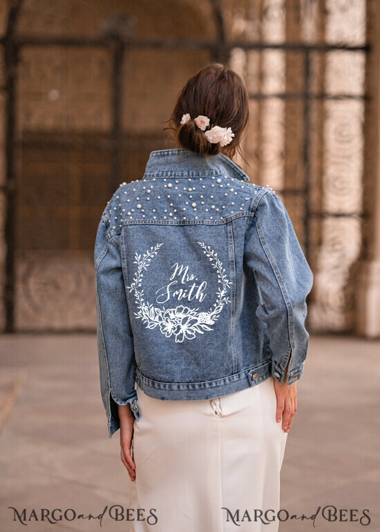BRIDE bolero, jacket, robes DENIM BRIDAL JACKET jeans wedding jacket denim bride, Text on the back, Name of the Bride 14/jacket/bride