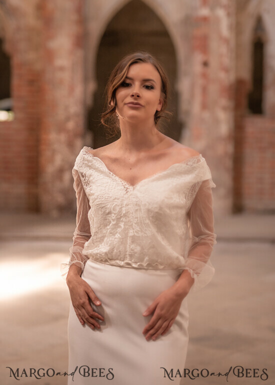 WEDDING JACKET/ BOLERO WEDDING BOLERO & SHRUGS blouse or bolero, perfect white wedding bolero, wedding blouse put on a dress lace 05/Btiuld/bol
