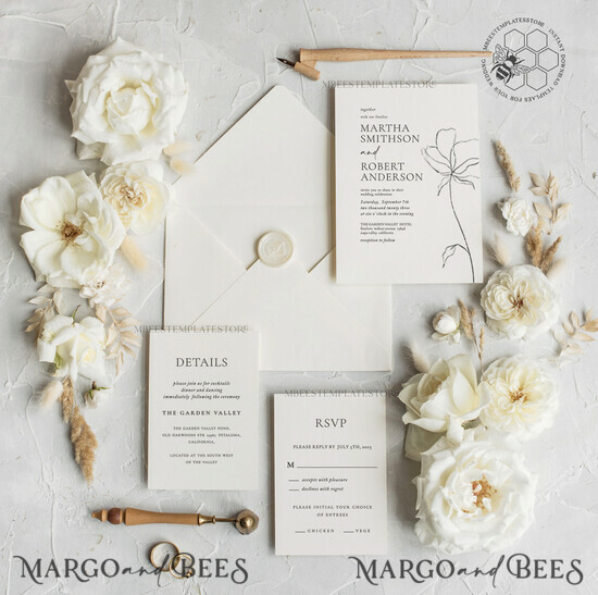TEMPLETT wedding invitation download Fine art wedding invitation template, Instant download Boho Wedding Invites, Simple Wedding Invitation Printable Template, Elegant Invites 1/template/z