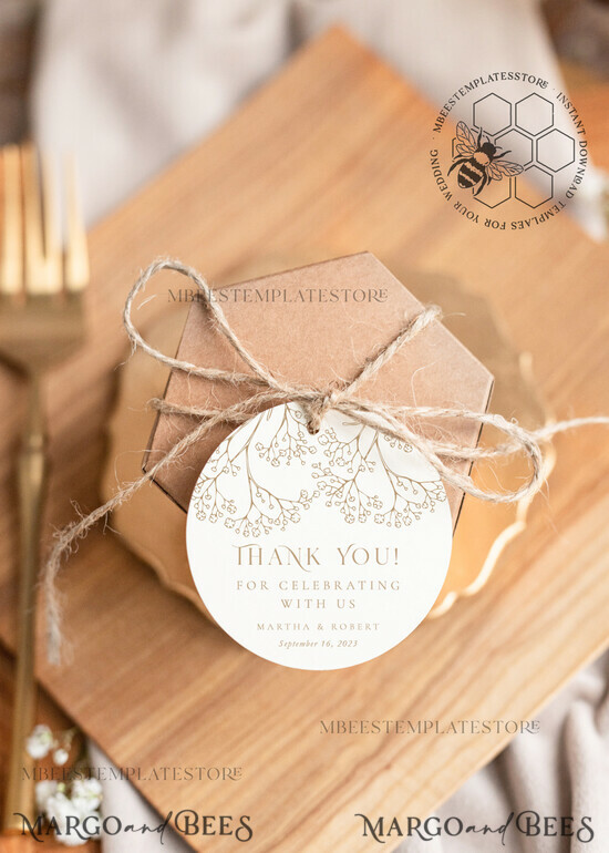 TEMPLETT wedding stationery Rustic Round Favor Tag Template, Round Favor Tag Template, Editable Thank You Tag, Printable Wedding Gift Tags, Party Shower Tags, WGyp2 2/gypsophila/thkr