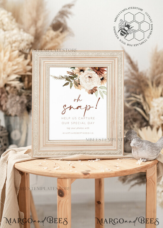 TEMPLETT wedding signs Boho Oh Snap Wedding Hashtag Sign template, Instant download Rustic Wedding Instagram Sign, Hashtag Printable, Minimalist Sign, WBoho10 10/boho/os