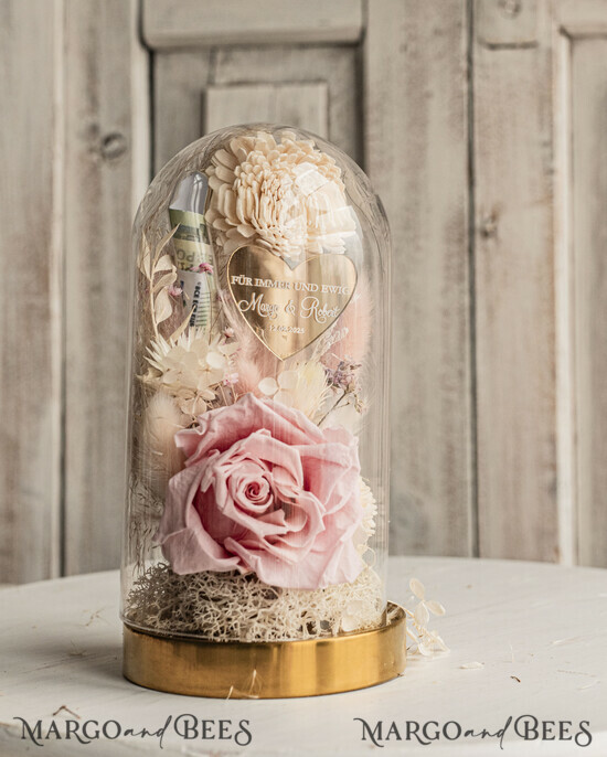 NEWLY WEDS COUPLE GIFTS Geldgeschenk zur Hochzeit Geschenkschachtel für Geld Geldgeschenk zur Hochzeit mit Strauß aus Trockenblumen personalisiert 02/bhK/KopMde