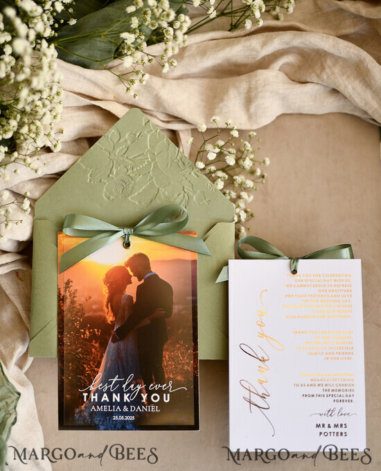 THANK YOU CARDS photo gold vellum plexi Printed vellum Wedding Photo Thank You Cards, Modern Wedding Thank You Cards with Photo, Minimalist Thank You Cards Wedding 10/VelMgld/Thcard