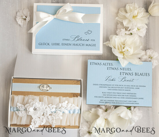 BRIDE bolero, robes, garter Geschenkidee für die Braut Strumpfband Strumpfband Etwas Blaues Geschenk für die Braut von der Trauzeugin JGA 01/tmBKorecru/podDE