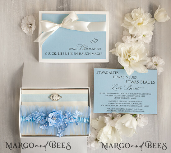 BRIDE bolero, robes, garter Geschenkidee für die Braut Strumpfband Strumpfband Etwas Blaues Geschenk für die Braut von der Trauzeugin JGA 02/tmB/podDE