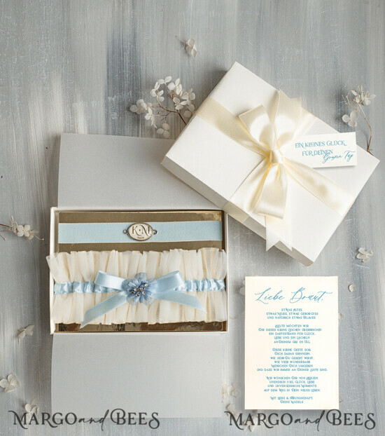 BRIDE bolero, robes, garter Geschenkidee für die Braut Strumpfband Strumpfband – die besondere Geschenkidee für die Braut getrockneten 27/TSblau/podDE